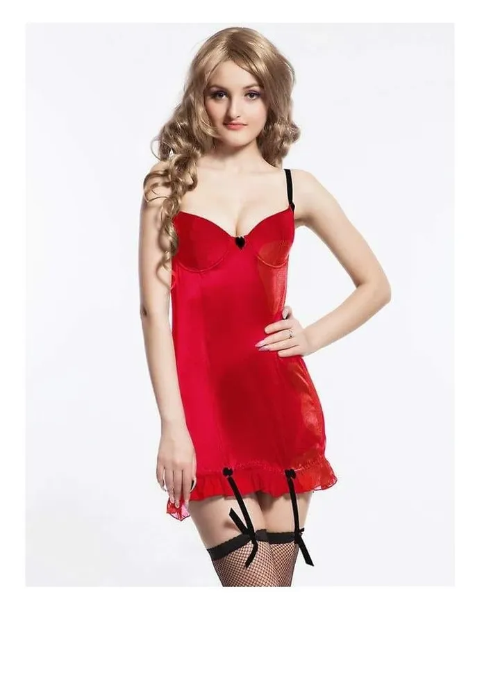 Elegant Women's Lingerie Tulle Material - red Babydoll