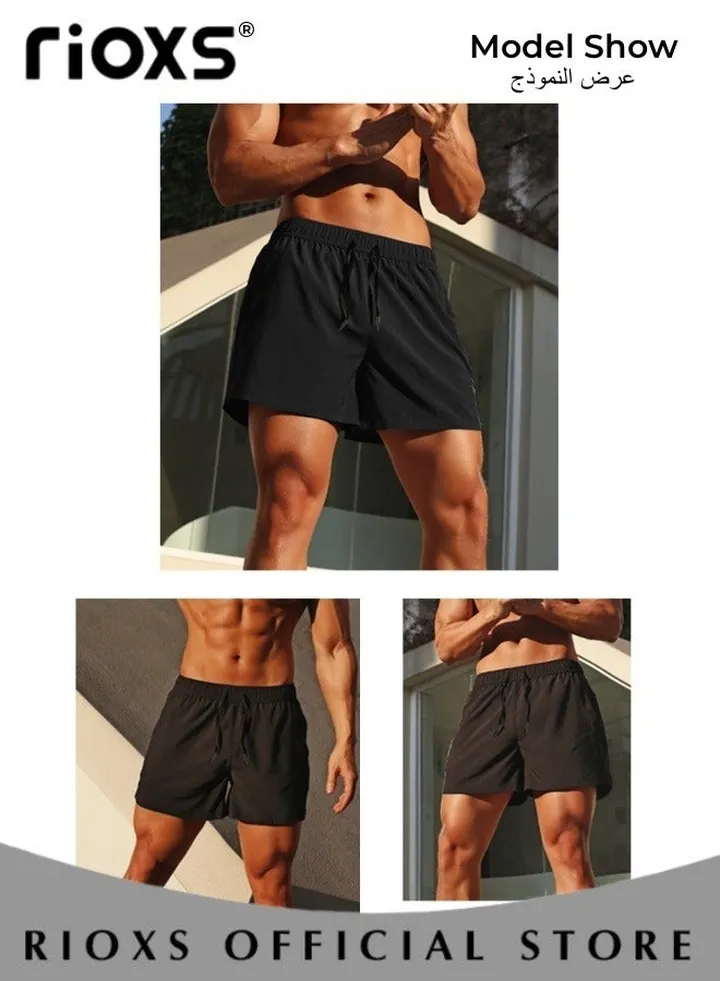 Mens Casual Gym Shorts with Elastic Waist Running Shorts Quick Dry Breathable Sports Shorts Jogging Marathon Bicycle Shorts