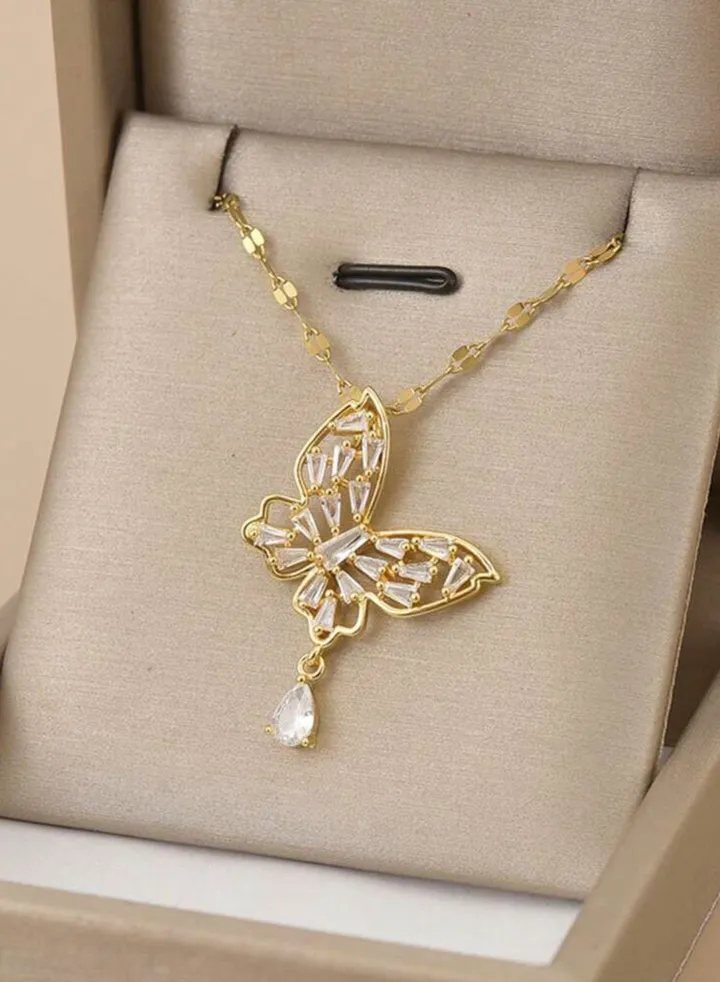 Elegant Stainless Steel Gold Plated Necklace For Women