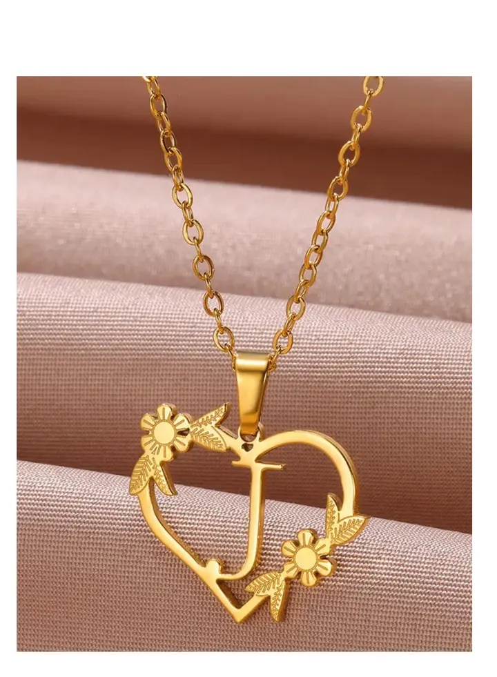 Women's Stainless Steel Gold Plated Necklace With Letter Design