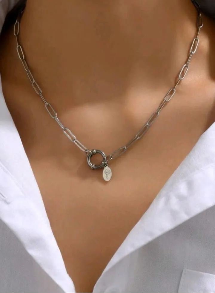 Trendy Stainless Steel Silver Plated Necklace For Women