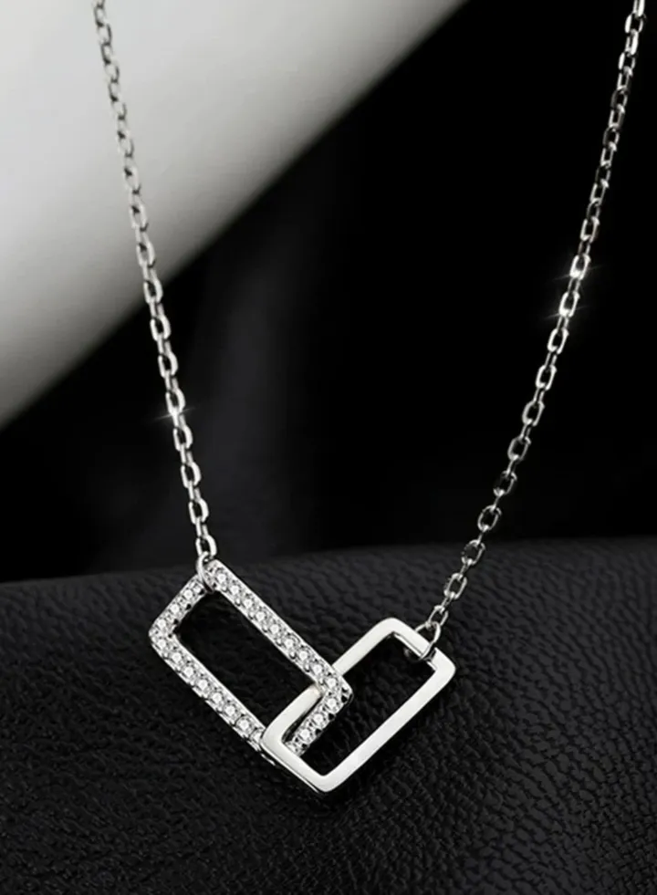 Elegant Silver Plated Cubic Zircon Necklace For Women