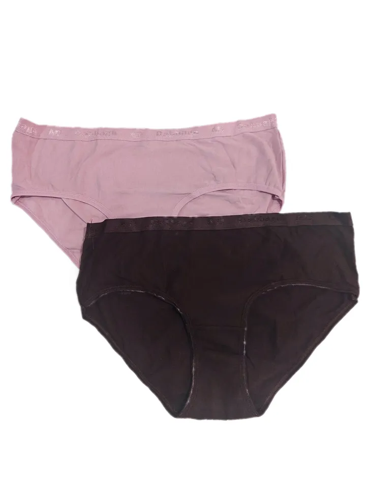 Set of two multicolored women cotton smooth underwear paded panties