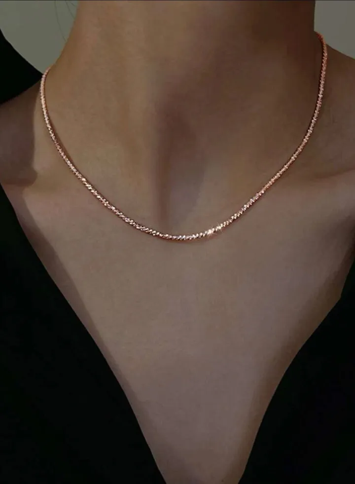 Elegant Rose Gold Plated Sparkling Necklace For Women