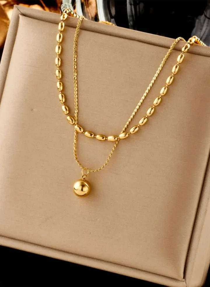 Stylish Stainless Steel 18k Gold Plated Necklace For Women