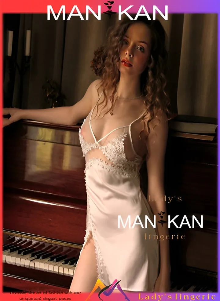 Lingerie Made Of Satin And Lace With Open Back