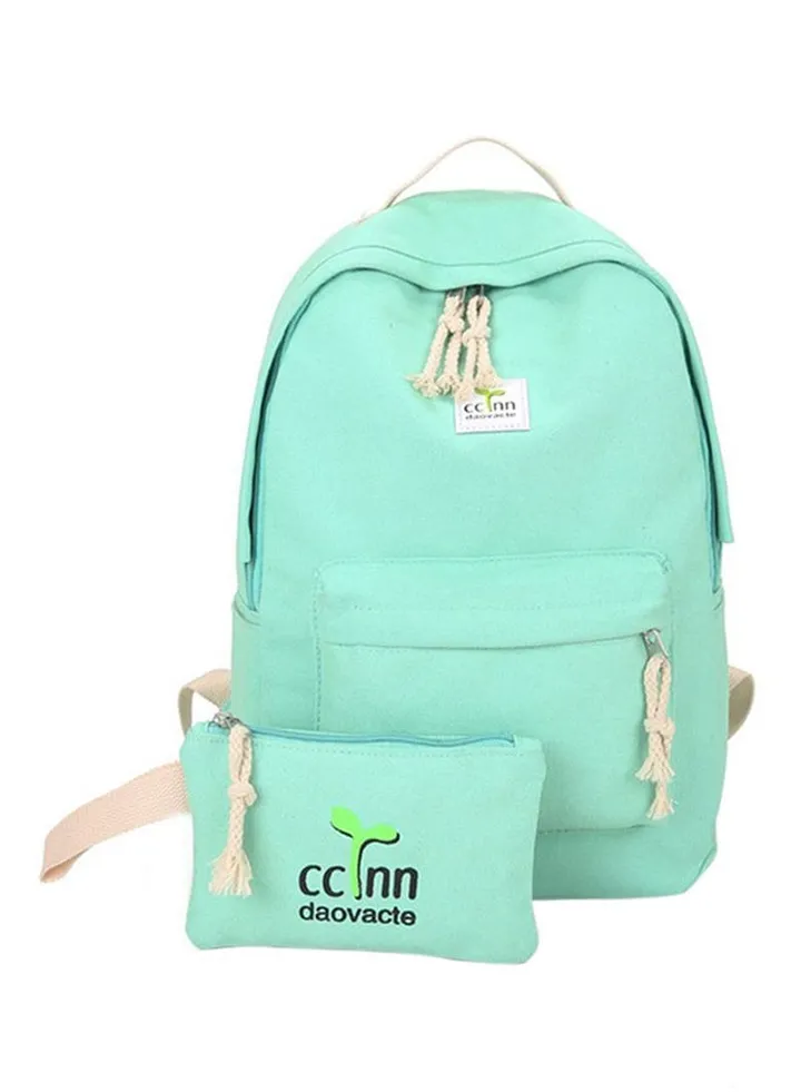 Adjustable Straps Backpack With Pouch Green