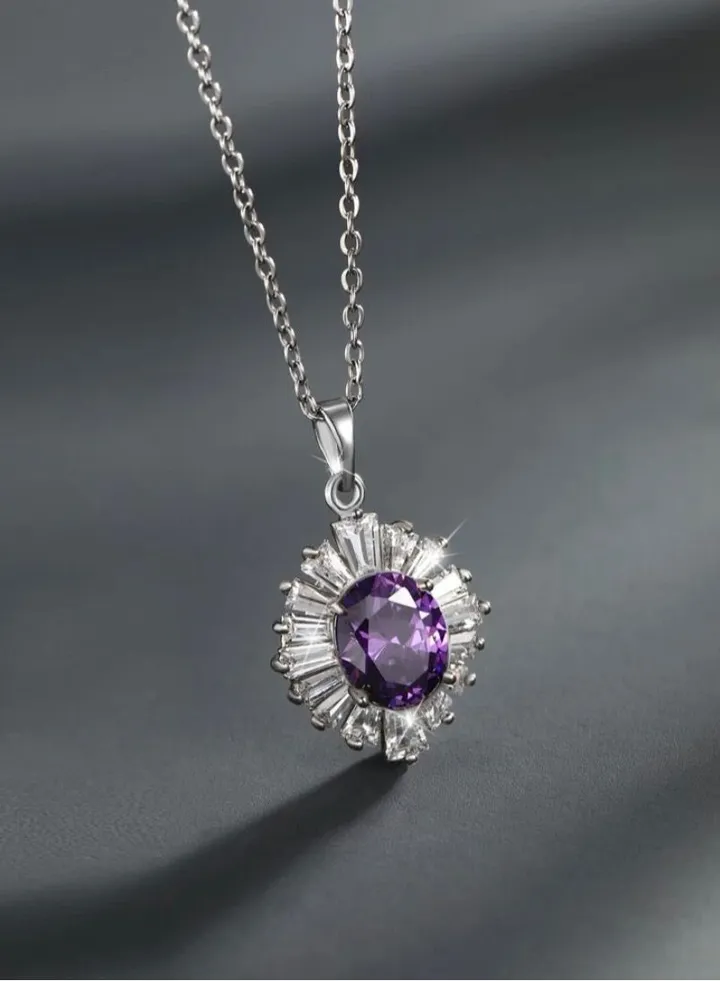 Elegant Silver Plated Cubic Zircon Necklace For Women
