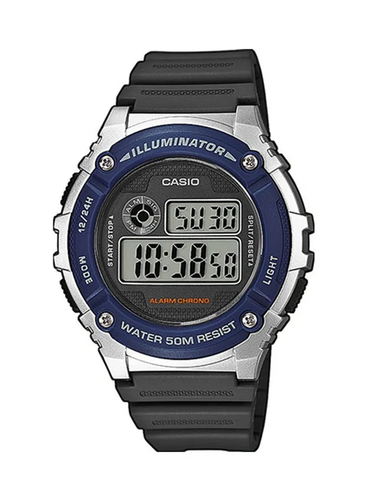 men Water Resistant Digital Watch W-216H-2A - 44 mm - Black