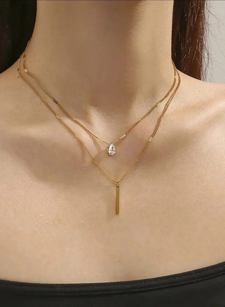 Elegant Stainless Steel Gold Plated Necklace For Women