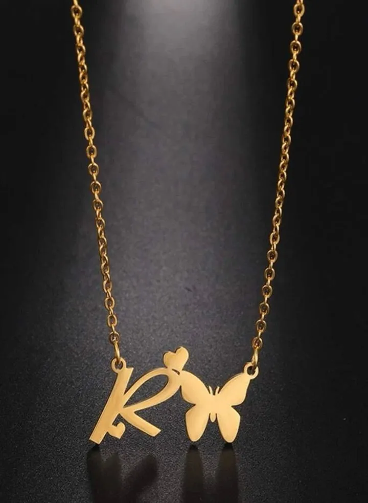 Trendy Gold Stainless Steel Necklace For Women Letter K