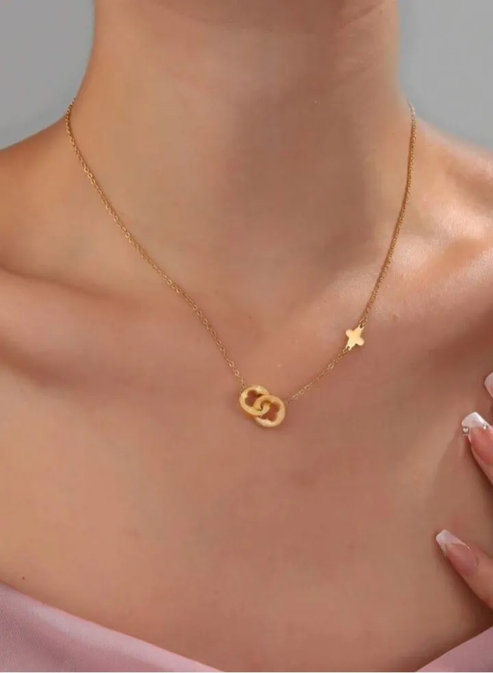 Elegant Stainless Steel 18k Gold Plated Necklace For Women
