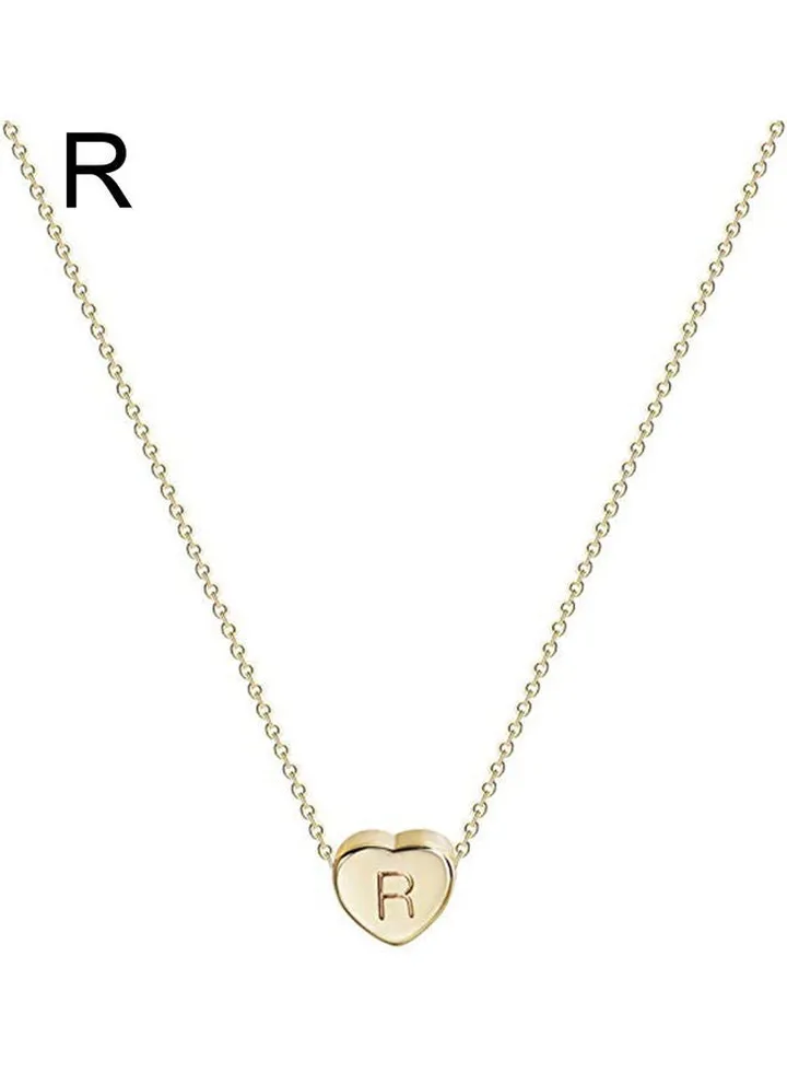 R Letter Heart Design Chain Pendant Necklace