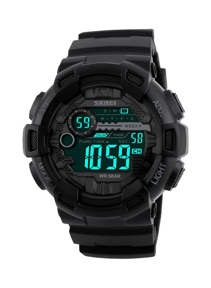 Men's Water Resistant Digital Wrist Watch 1243 - 50 mm - Black