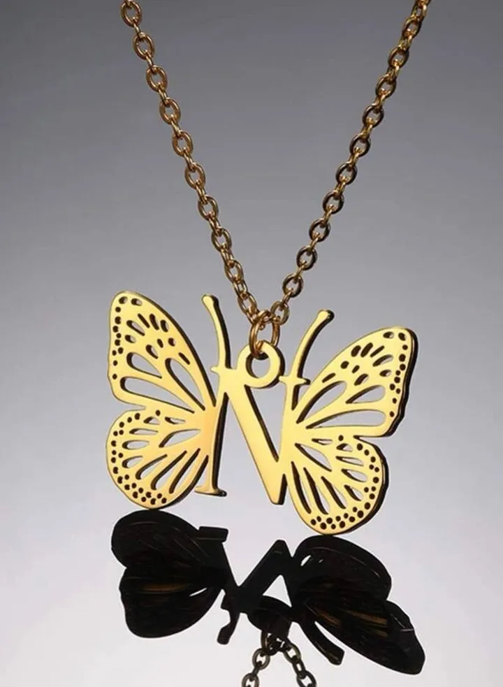 Trendy Gold Stainless Steel Necklace For Women Letter N