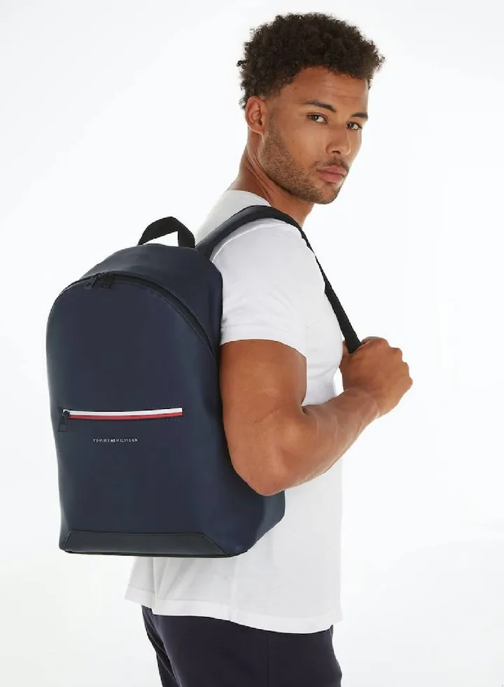 Men's Essential Signature Small Dome Backpack - Smooth finish, Blue