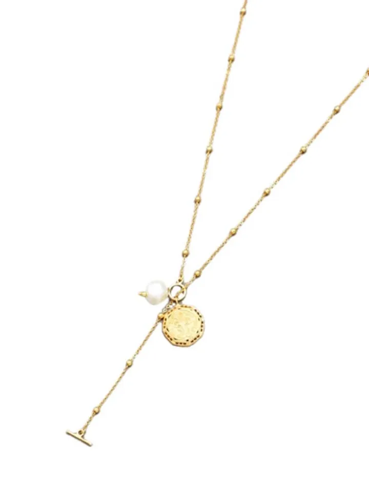Gold Orla White Color Pearl Charm Necklace