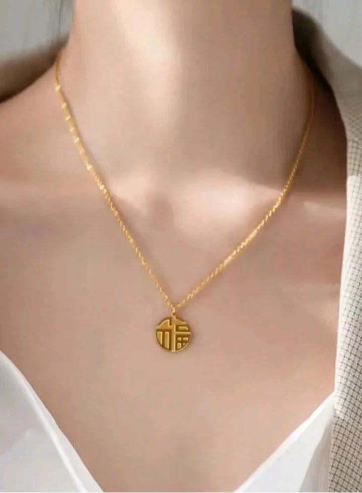 Trendy & Simple Stainless Steel Gold Plated Necklace For Women