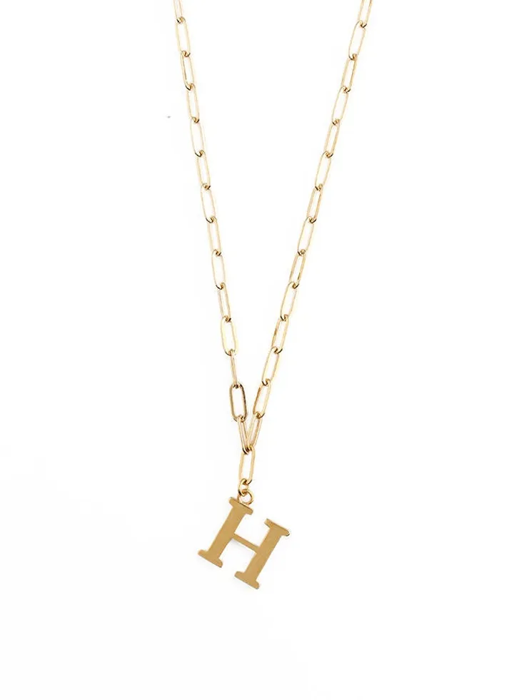 Initial H Open Link Chain Necklace