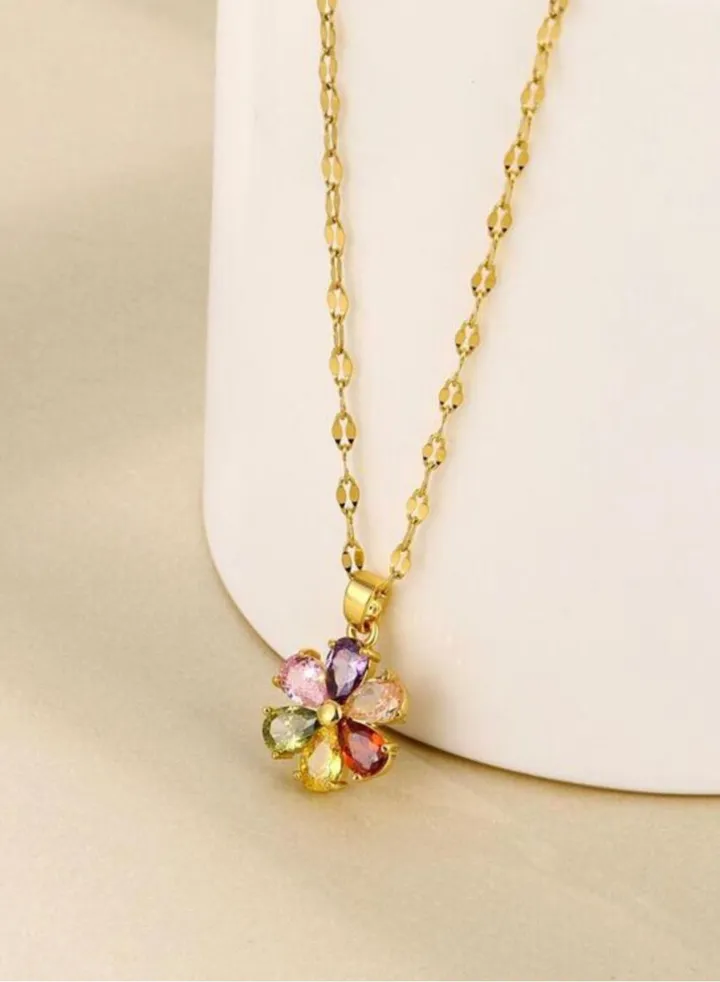 18k Gold Plated Cubic Zirconia Necklace