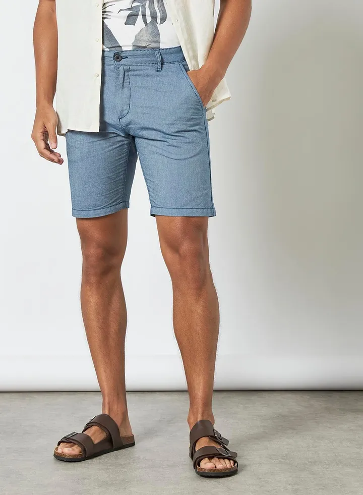 Slim Fit Oxford Shorts Blue