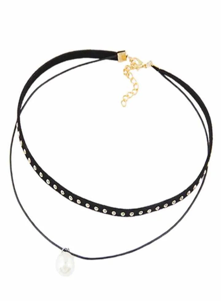 Temperament Black Pearl Pendant Decorated Double Layer Necklace