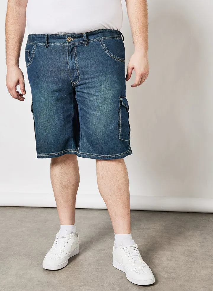 Plus Size Denim Shorts Blue
