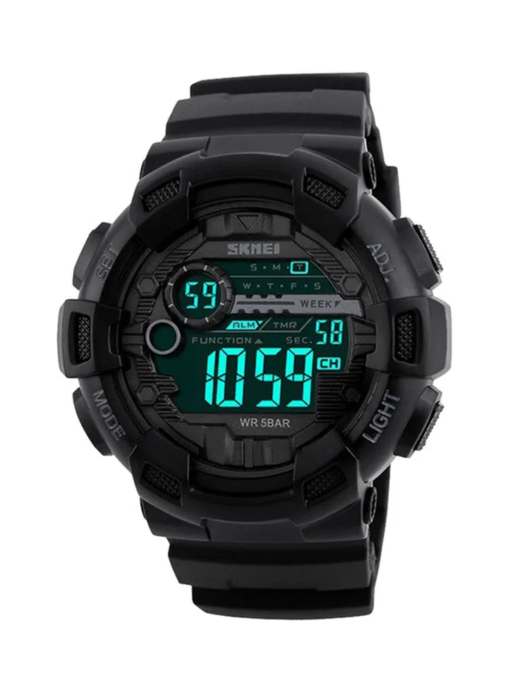 Men's Water Resistant Digital Watch 1243 - 52 mm - Black