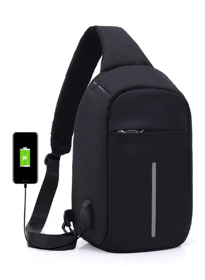 Water Resistant Anti-Theft Messenger Bag Black