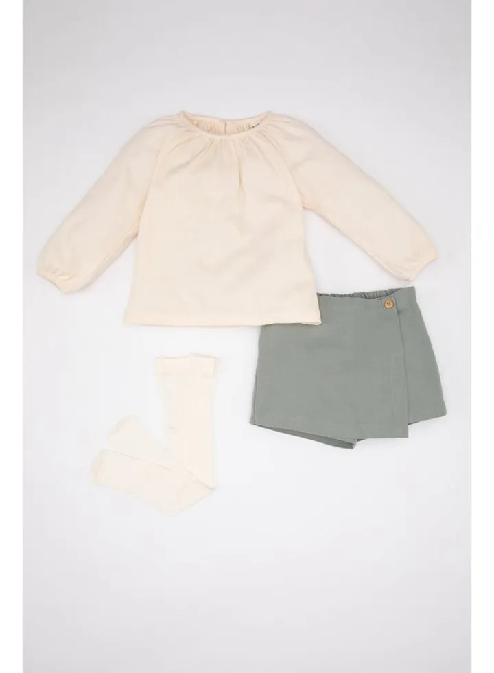 Babygirl Regular Fit Bike Neck Woven Set - 3 Pack