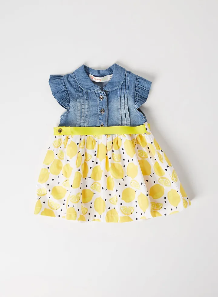 Baby Lemon Print Dress Yellow
