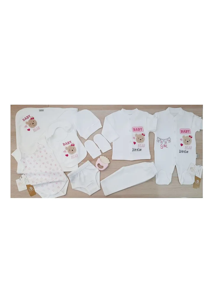 Ten Piece Summer Newborn Baby Boy Hospital Set (Girl White)