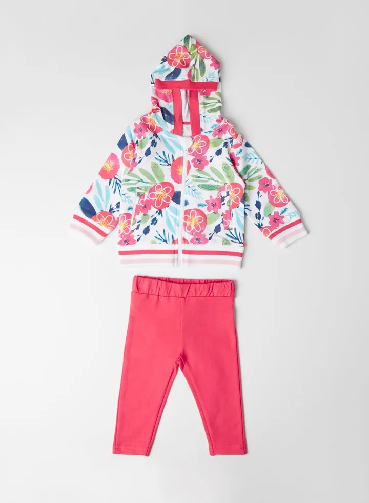 Baby Printed Hoodie Set Coral