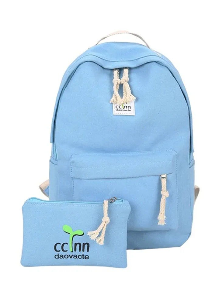 Adjustable Straps Backpack With Pouch Blue