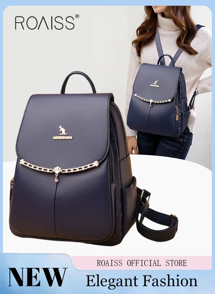 Women's Fashion Backpack Leather Zipper Bag Fashion Casual Backpack Large Capacity Travel Bag Tote Bag