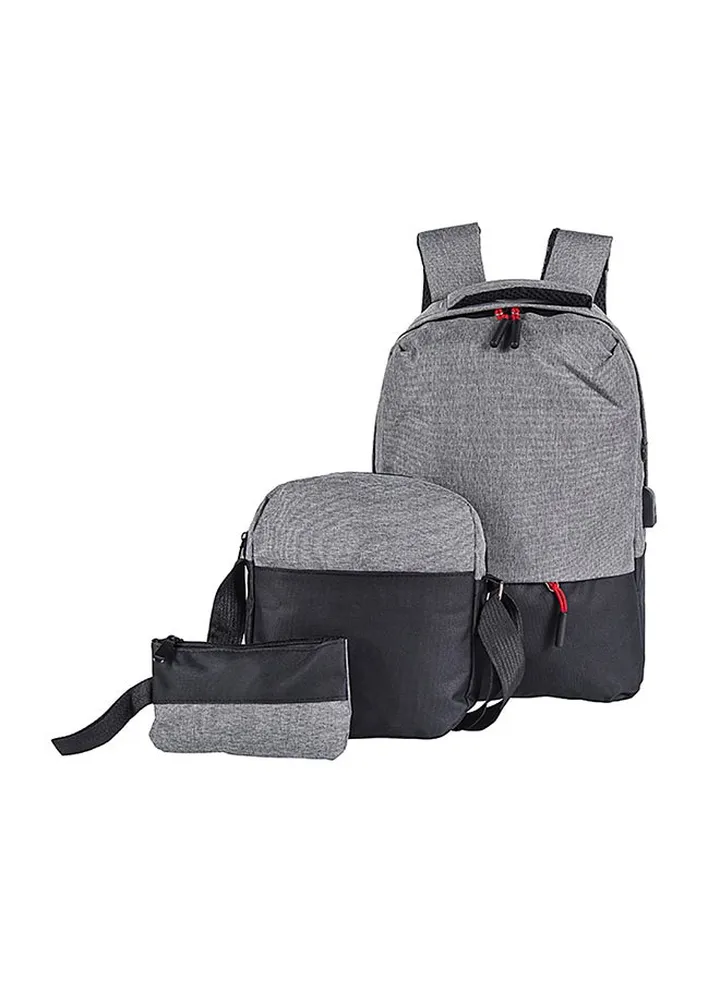 3 Piece Multifunctional Bags Set Grey/Black