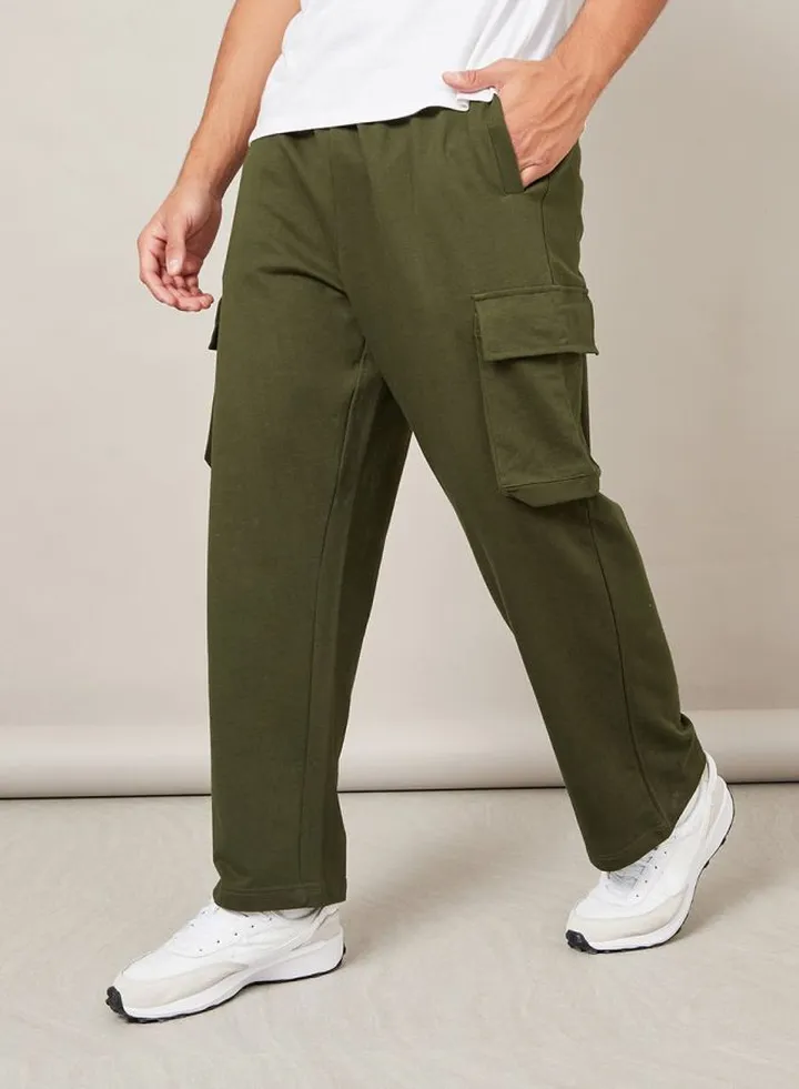 Oversized Straight Leg Joggers with Cargo Pockets