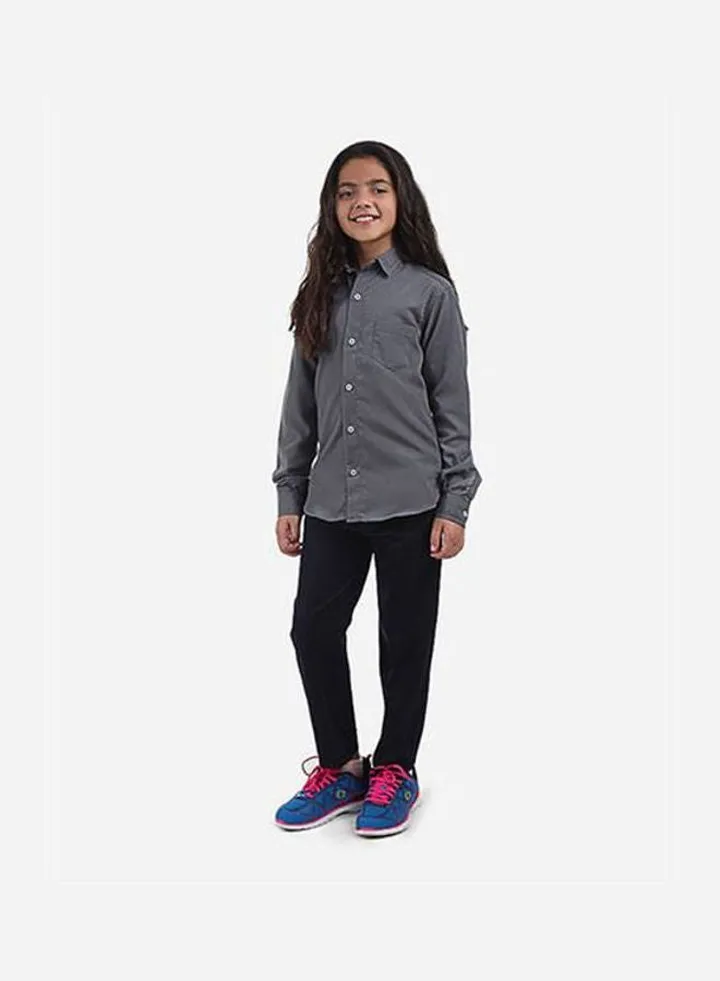 Solid Long Sleeves School Shirt Grey