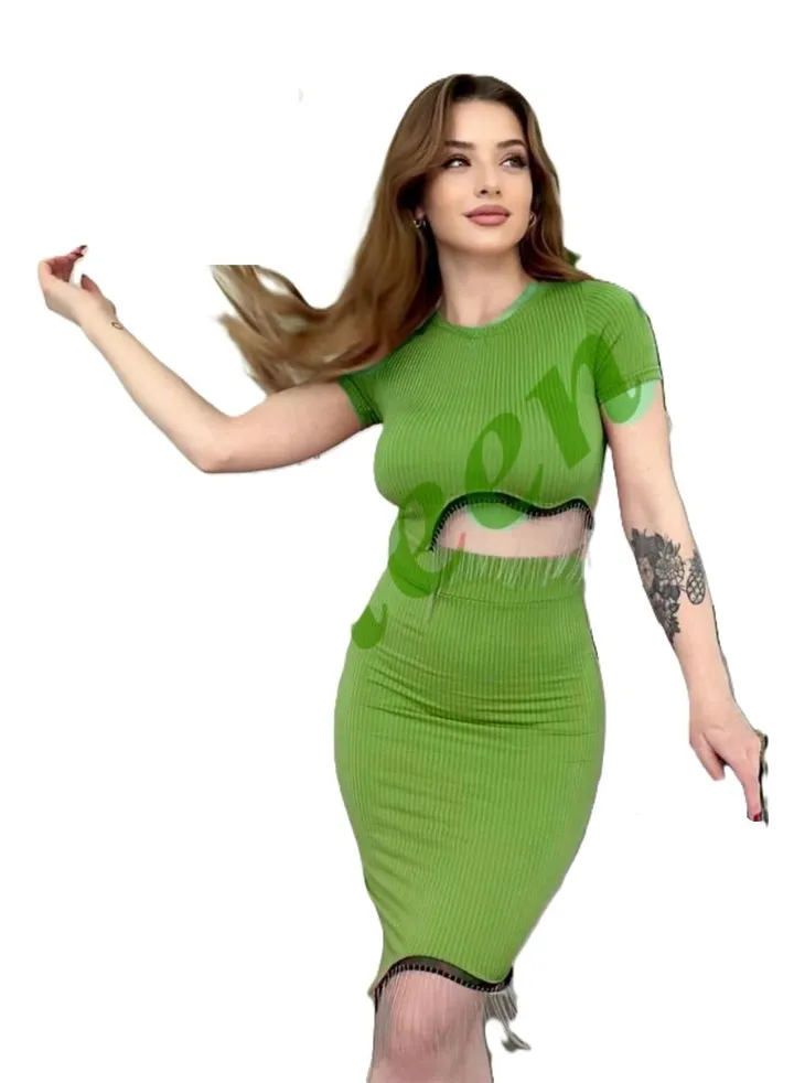 2 Pieces Short dress For Girls - Green