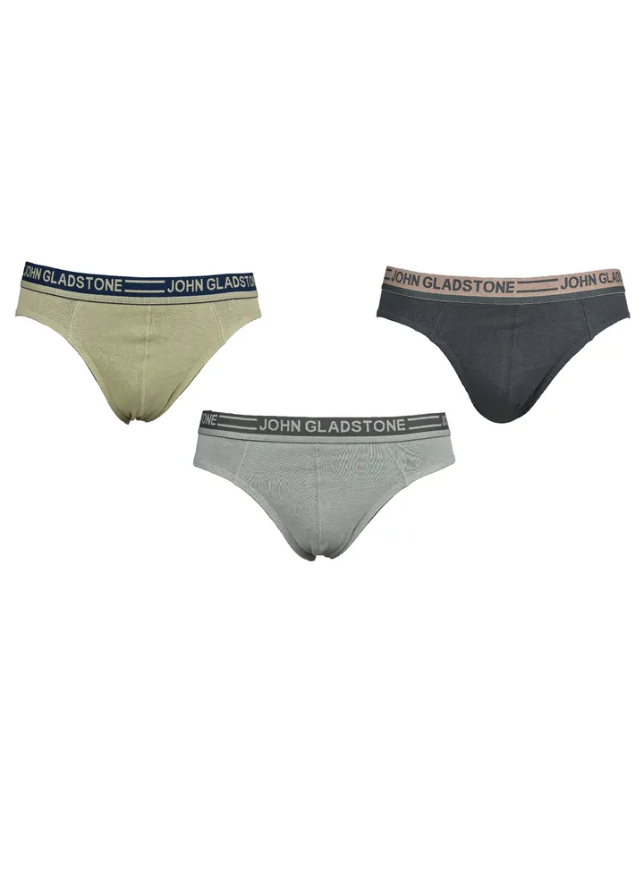 John Gladstone Men's Cotton Outer Elastic Brief - 3 Pack