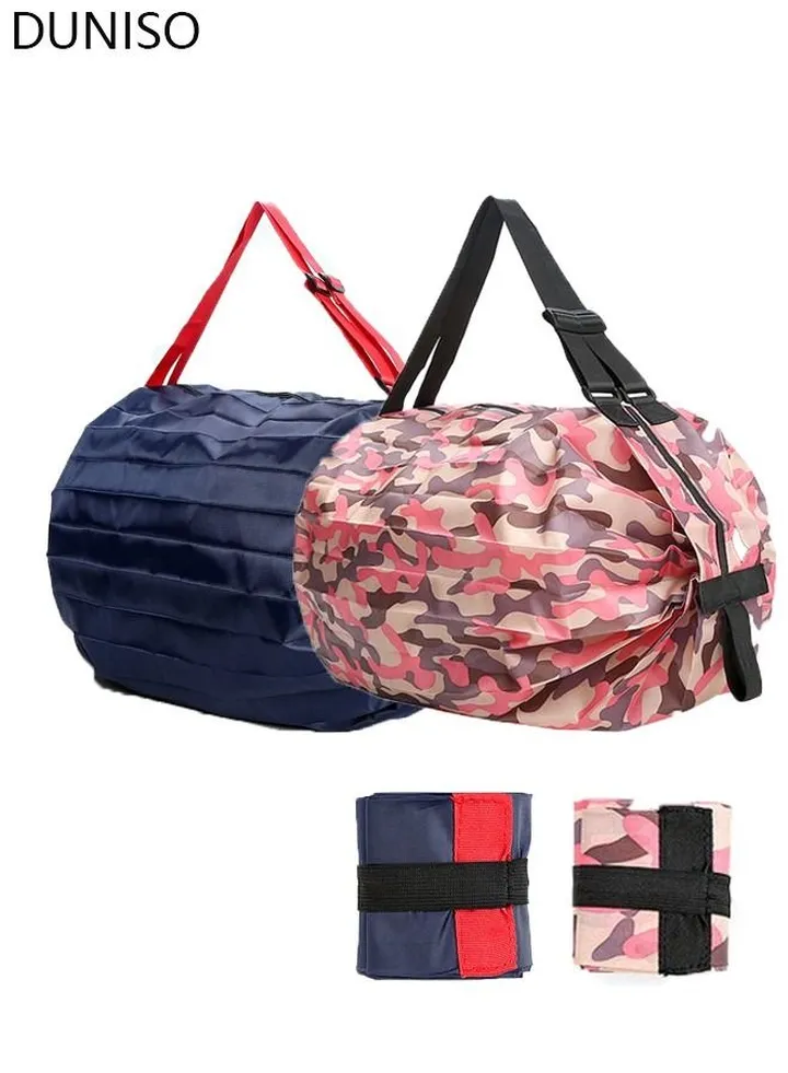 2Packs Reusable Shopping Bags Foldable Grocery Storage Tote Waterproof Oxford Cloth Duffle For Shopping