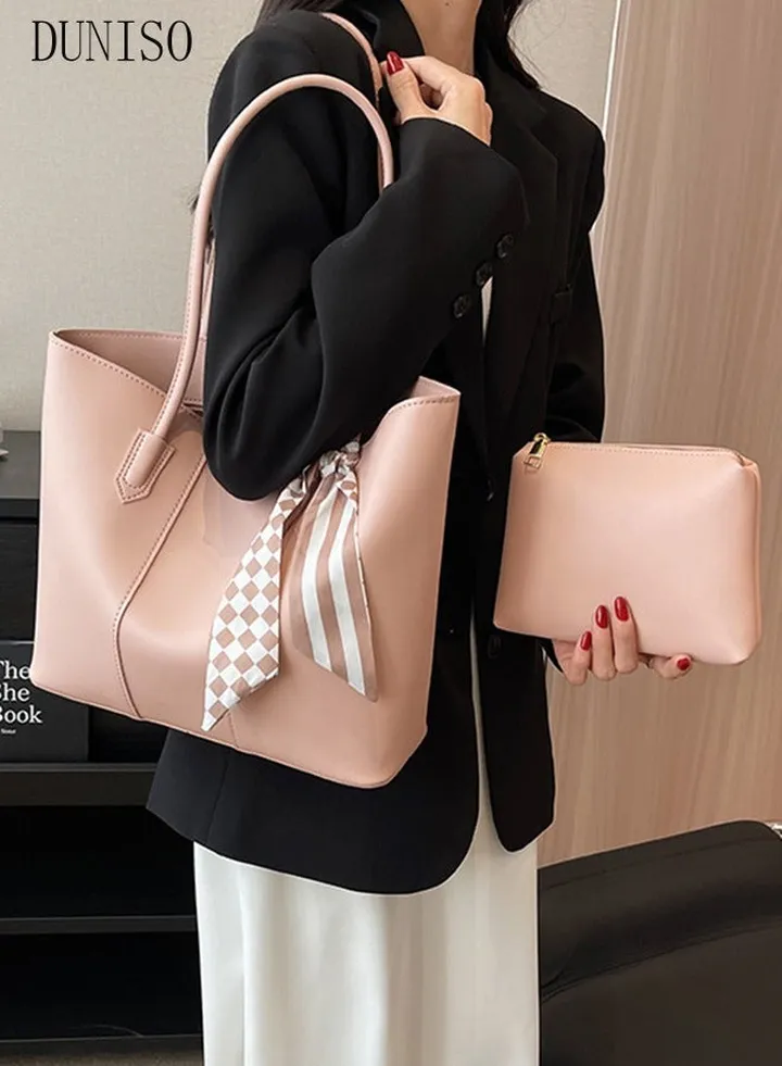 Women's Shoulder Tote Bag Faux Leather Handbag for Women Large Capacity Messenger Fashionable Travel Shoulder Bag for Ladies Girls College Students