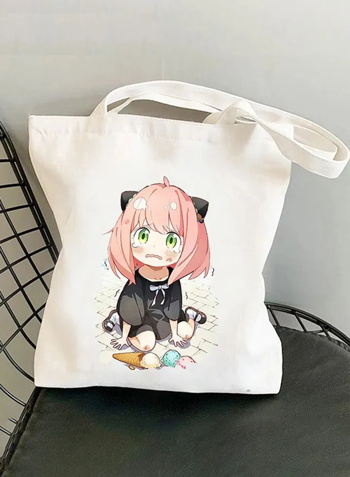 Cartoon Spy X Family Anya One Shoulder Canvas Bag Large Shopping Bag Travel Bag