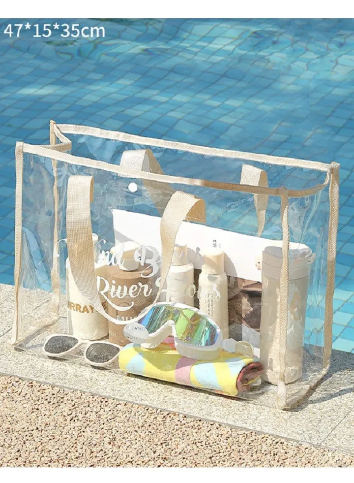 Transparent Beach Bag Large Capacity Portable One Shoulder Jelly Bag Waterproof Travel Storage Swimming Bag yellow