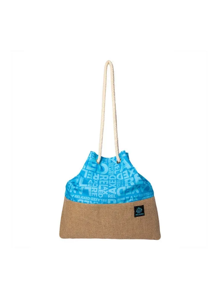 Moods Up Printed Shopper Bag Blue/Beige