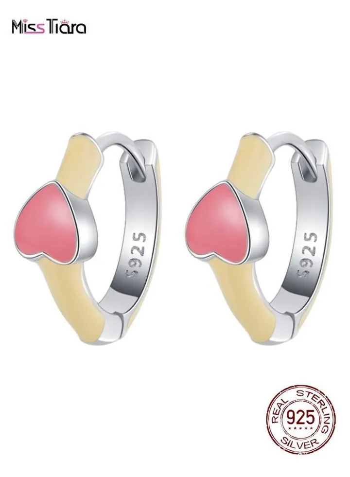 S925 Sterling Silver pink heart shape earrings for women and girls