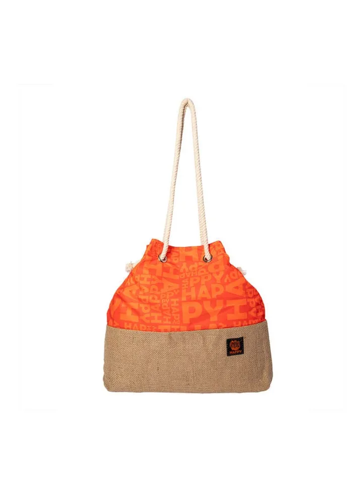 Moods Up Printed Shopper Bag Orange/Beige