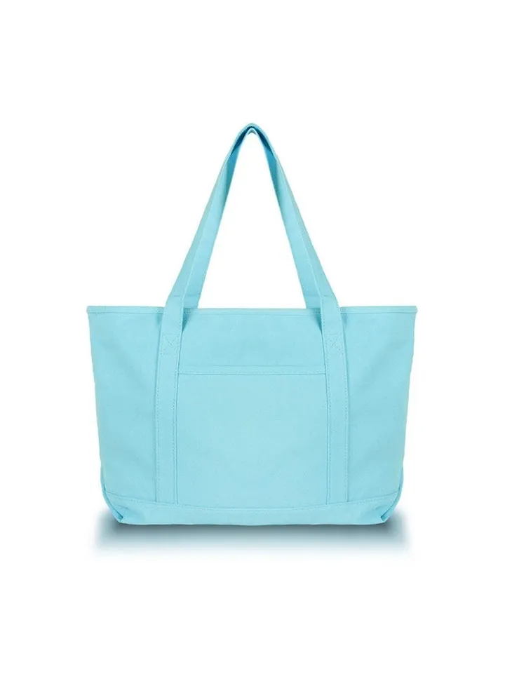 Womens 23" Deluxe 24 Oz. Cotton Canvas Tote Bag Zippered In Light Blue