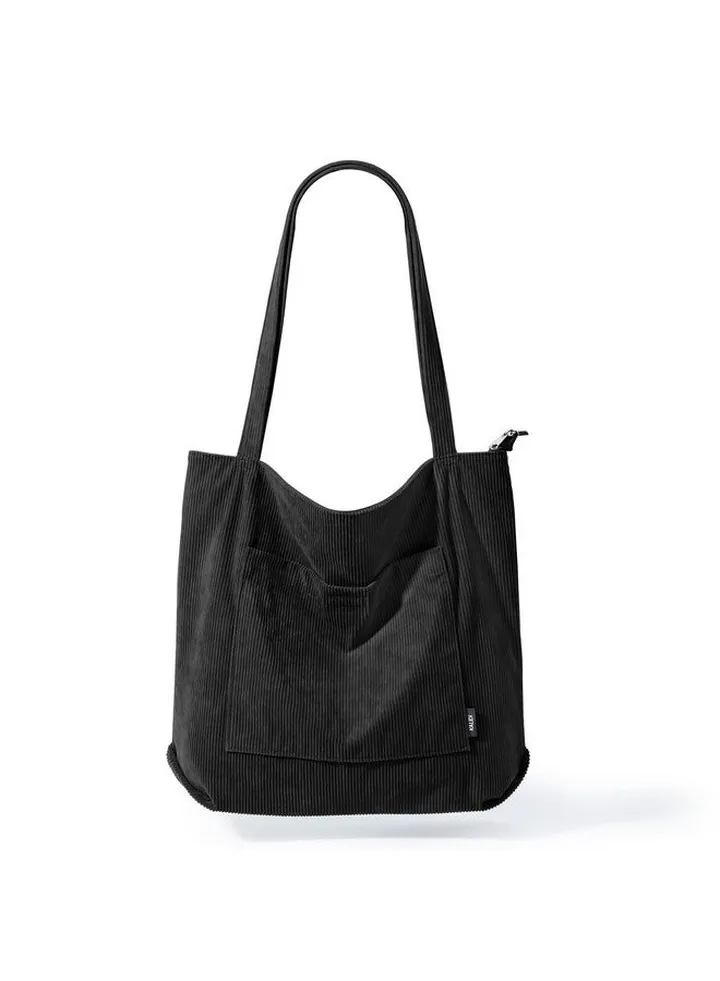 Corduroy Tote Bag For Women Large Casual Tote Bag With Zipper Multi Pockets Women Shoulder Handbag Work Hobo Bag