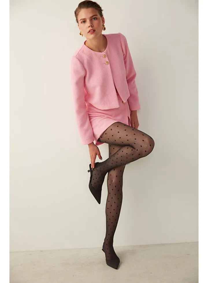 Black Polka Dot Aurora Fishnet Pantyhose-Pentilicious